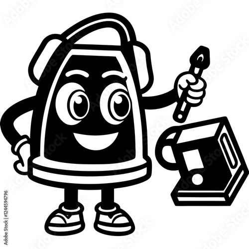 Electric Iron Vector Illustration – Cartoon, Clipart & Line Art Design on White Background, Electric iron vector illustration with cartoon, clipart, and line art design on a white background.