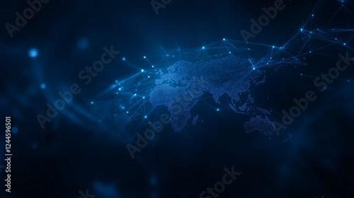 Futuristic Business Technology Concept with Digital World Map
