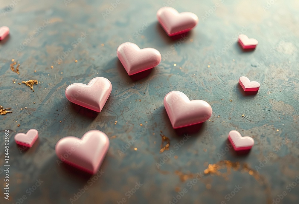 Obraz premium Soft Pastel Valentine’s Day Background with Floating Hearts