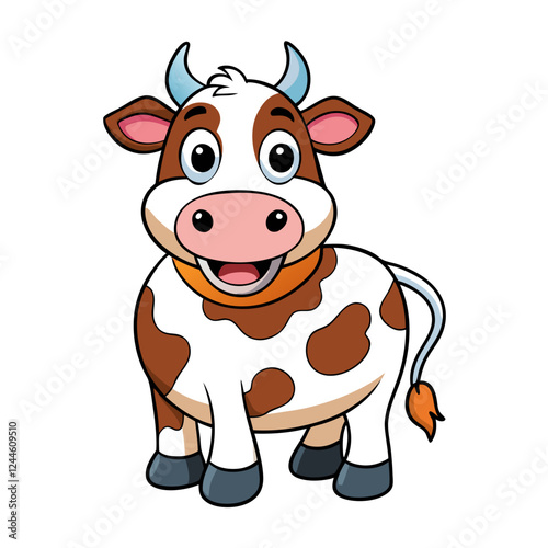 Wallpaper Mural Cute Cow Vector Illustration – Cartoon, Clipart & Line Art on White Background, Cute cow vector illustration in cartoon, clipart, and line art style with a white background. Torontodigital.ca