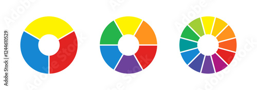 Color wheels isolated on white background.
