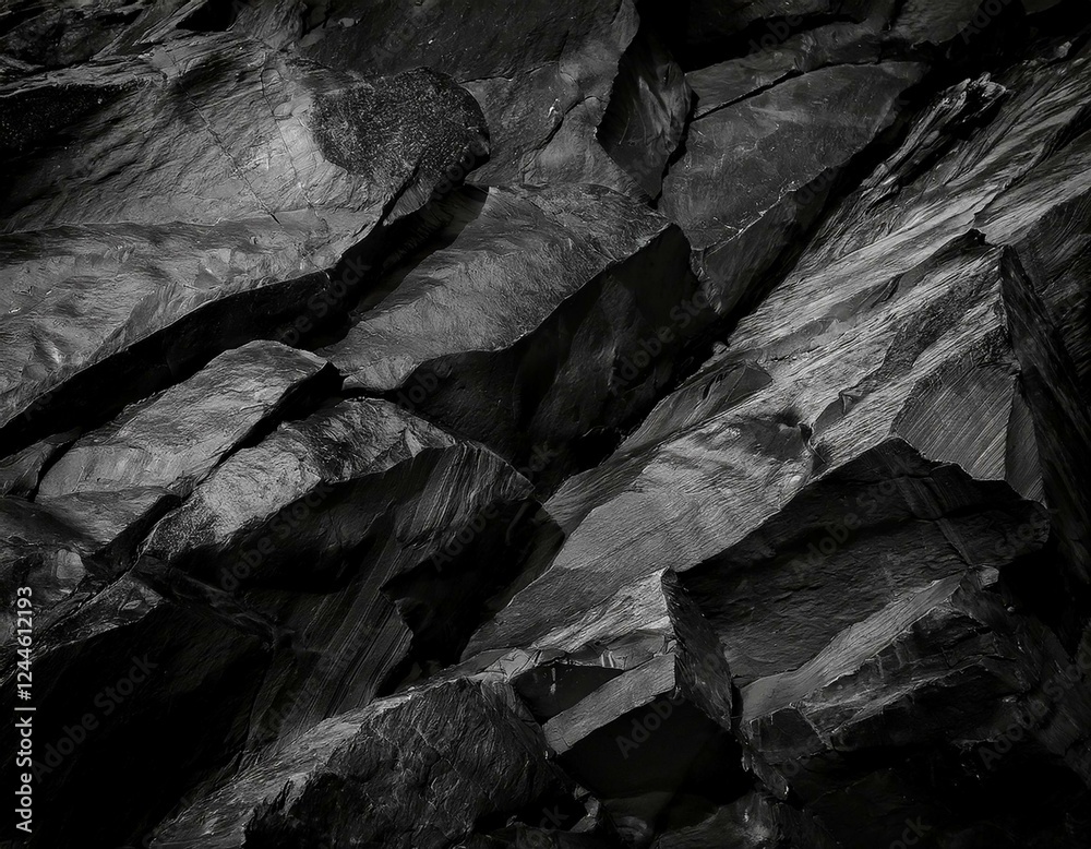 Black grunge background. Rock background. The texture of the mountains. Close-up. Black volumetric stone background. Black grunge background. Rock background. The texture of the mountains. Close-up. Black volumetric stone background.