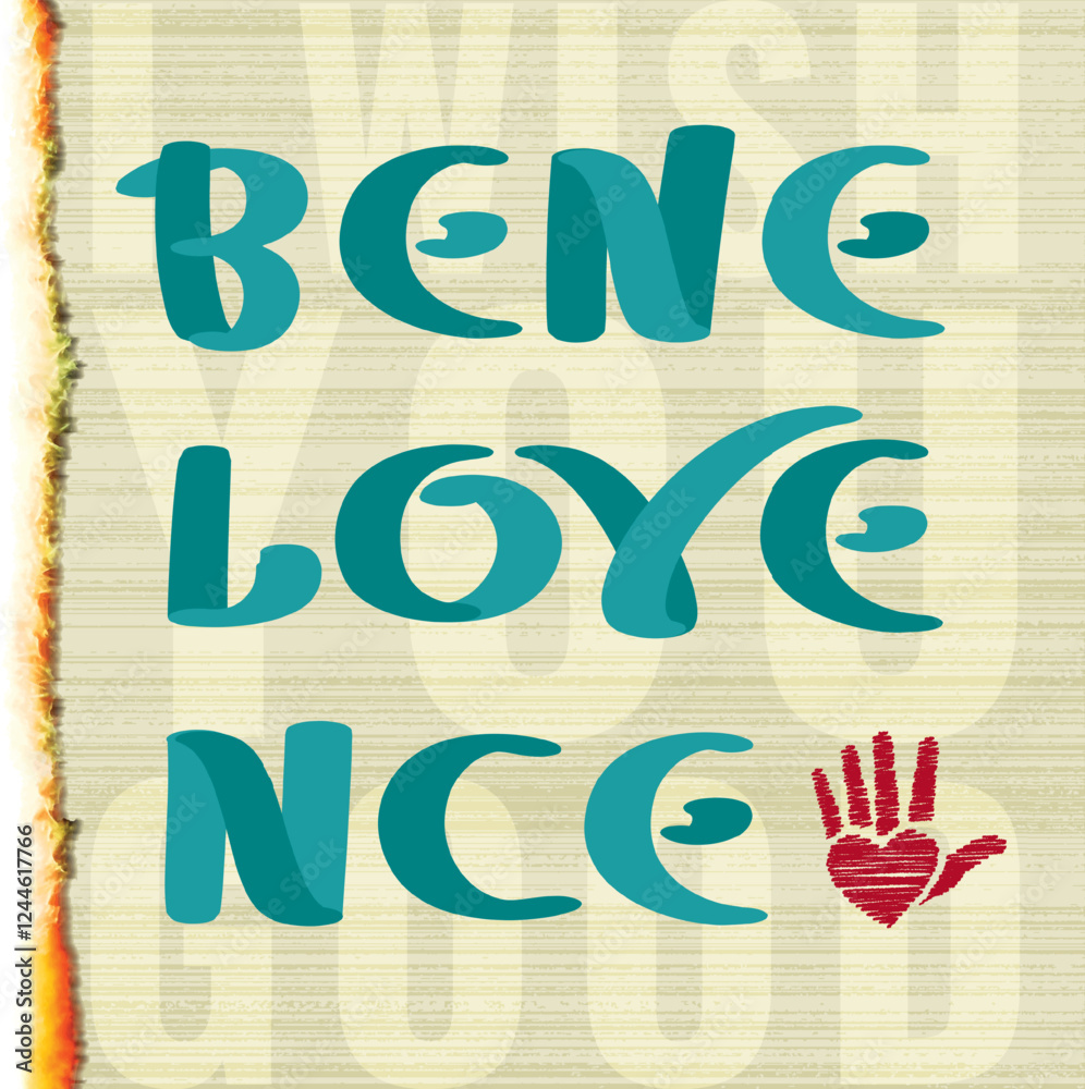 Benevolence Concept with Love Logo in Middle as Letters Swapping Result and Heart Shaped Palm Sign - Blue Lettering on I Wish You Good Text Beige Background with Film Frame Burn Edge - Graphic Design Benevolence Concept with Love Logo in Middle as Letters Swapping Result and Heart Shaped Palm Sign - Blue Lettering on I Wish You Good Text Beige Background with Film Frame Burn Edge - Graphic Design
