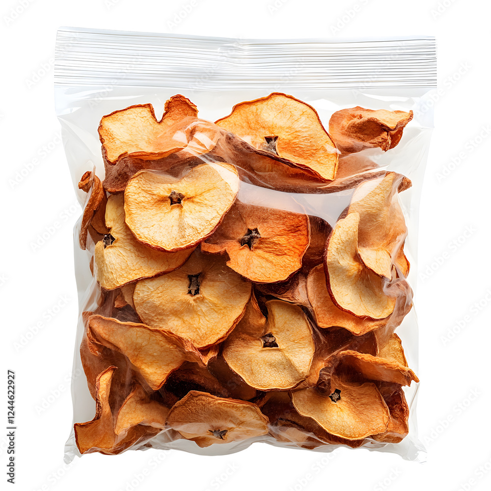 A Packet of Dried Apple Slices Isolated On Transparent Background A Packet of Dried Apple Slices Isolated On Transparent Background