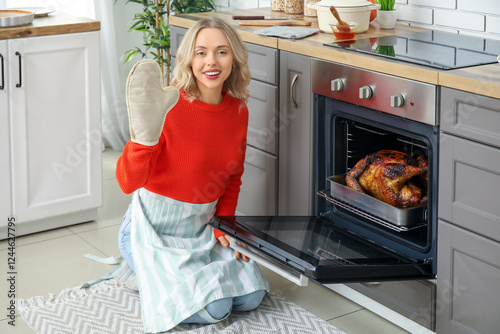 Beautiful young woman bakin...