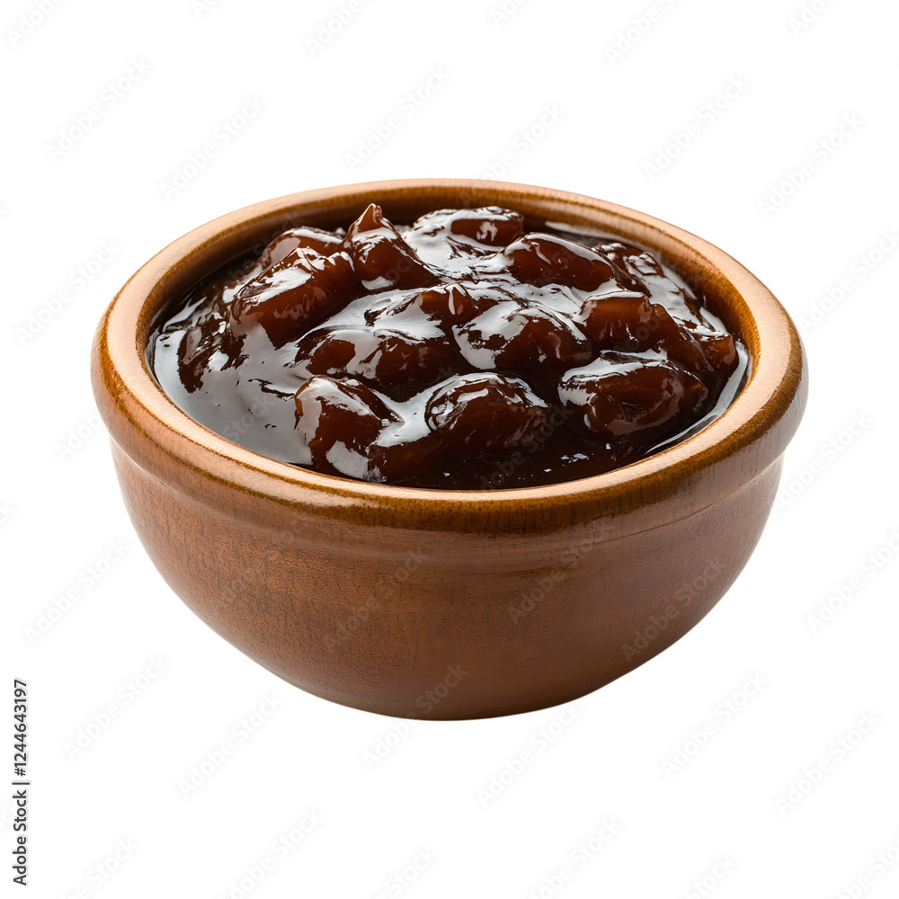 Caramelized Date Sauce in a Bowl of Chocolate Puddings Isolated on Transparent Background Caramelized Date Sauce in a Bowl of Chocolate Puddings Isolated on Transparent Background