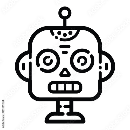 AI Robot Outline Icon Isolated On White Background