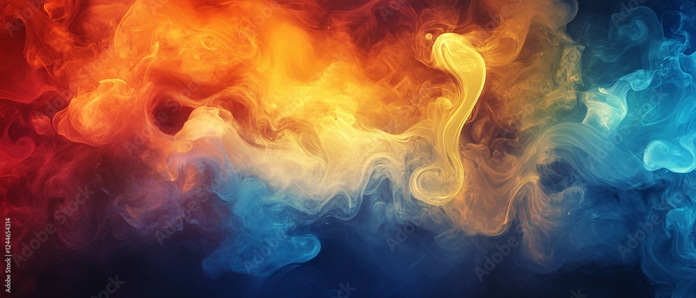 Fototapeta premium Abstract Swirling Colors Of Blue And Orange Ink
