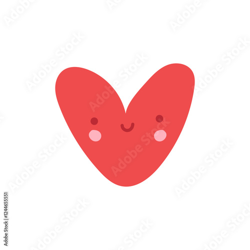 Simple red emotional heart. Hand Drawn Heart. Vector illustration for sticker, patch, phone case, poster, t-shirt, mug and other design