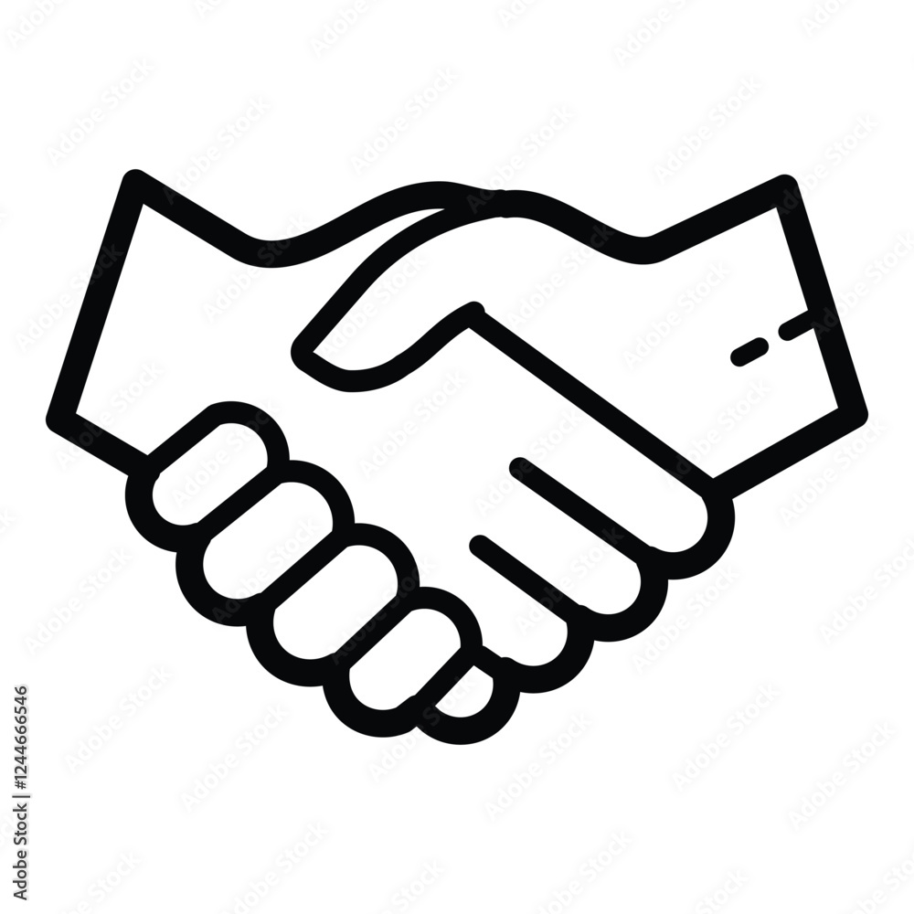 Handshake Business Agreement Outline Icon Isolated On White Background Handshake Business Agreement Outline Icon Isolated On White Background