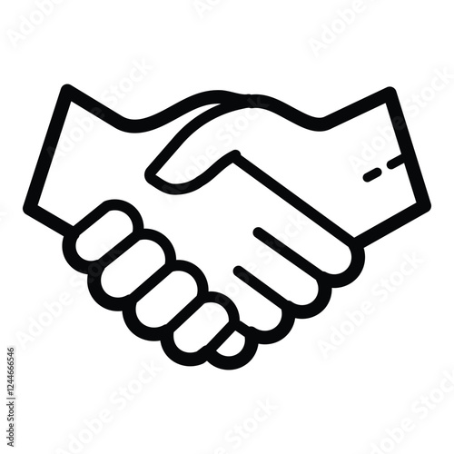 Handshake Business Agreement Outline Icon Isolated On White Background