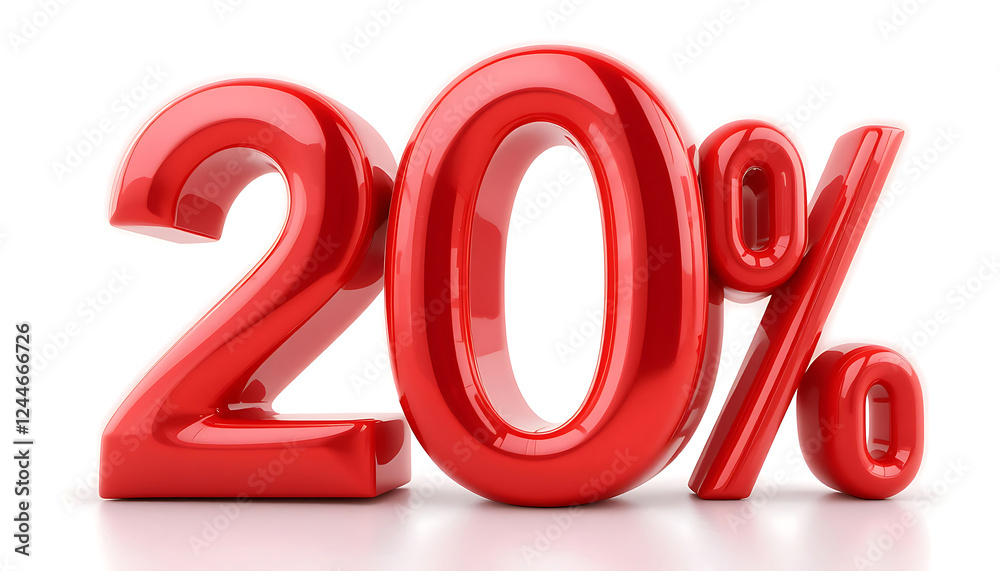 20 Percent Off Sale. 20% percent of. Special offer discount. red number 20% 3d rendering. sign for marketing, sales, discounts, promotions, financial, business, banner. 3d number 20 Percent Off Sale. 20% percent of. Special offer discount. red number 20% 3d rendering. sign for marketing, sales, discounts, promotions, financial, business, banner. 3d number