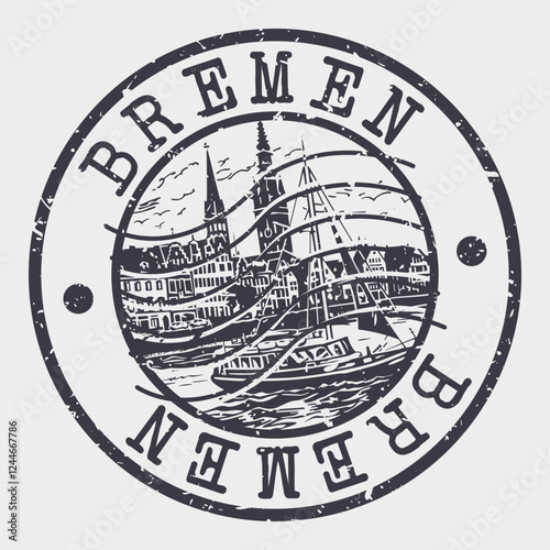 Bremen, Germany Stamp Postal. Silhouette Seal. Passport Round Design. Vector Icon. Design Retro Travel. National Symbol.	
