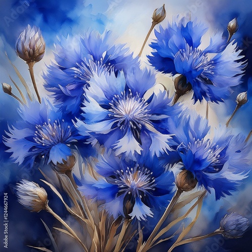 Wallpaper blaue Kornblumen photo