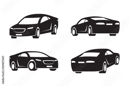 Luxury sport car in different perspective – vector illustration