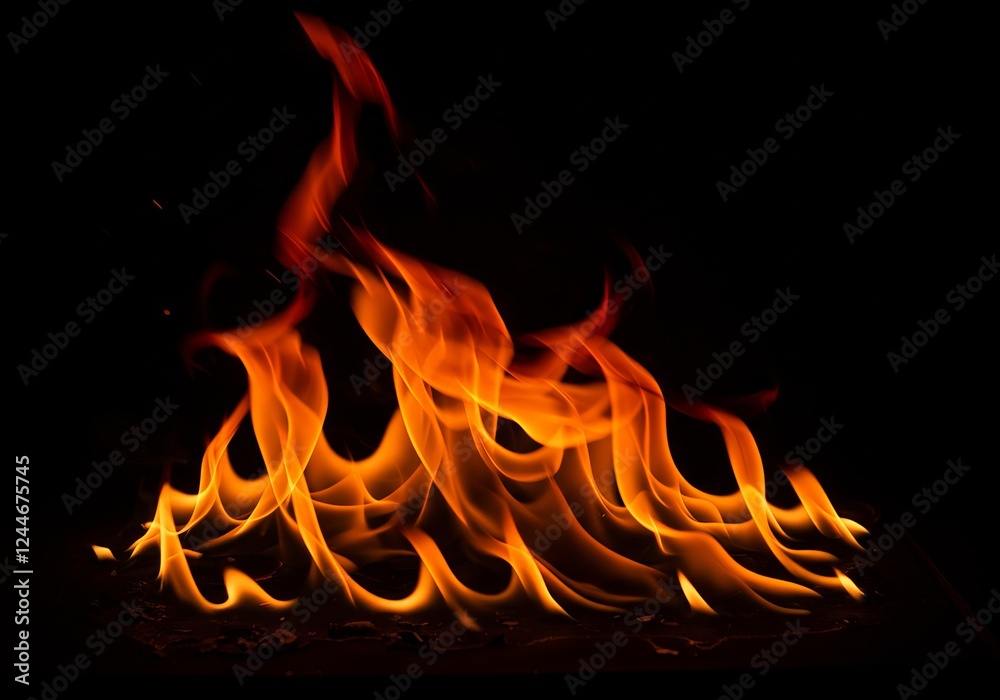 Realistic fire Stock Image In Black Background Realistic fire Stock Image In Black Background