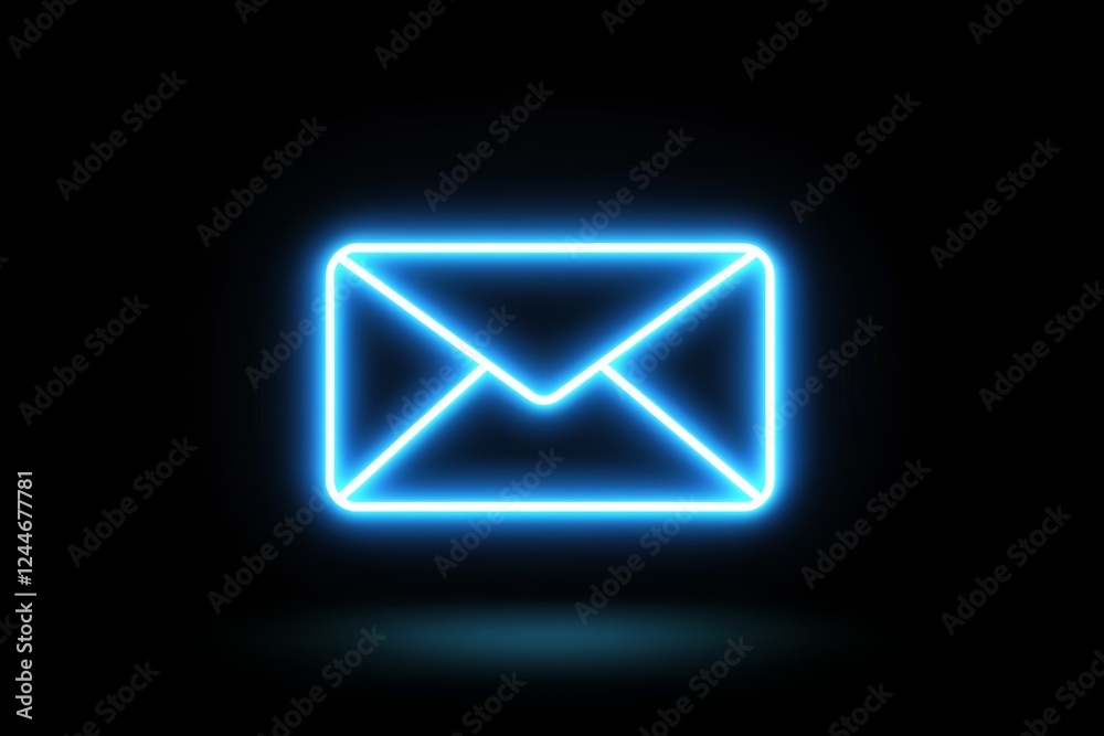Neon blue envelope with a white letter M on it Neon blue envelope with a white letter M on it