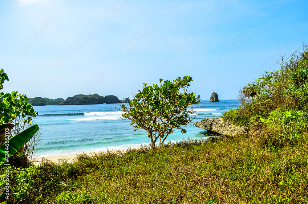Crystal-Clear Water Lapping onto a White Sandy Shore Crystal-Clear Water Lapping onto a White Sandy Shore