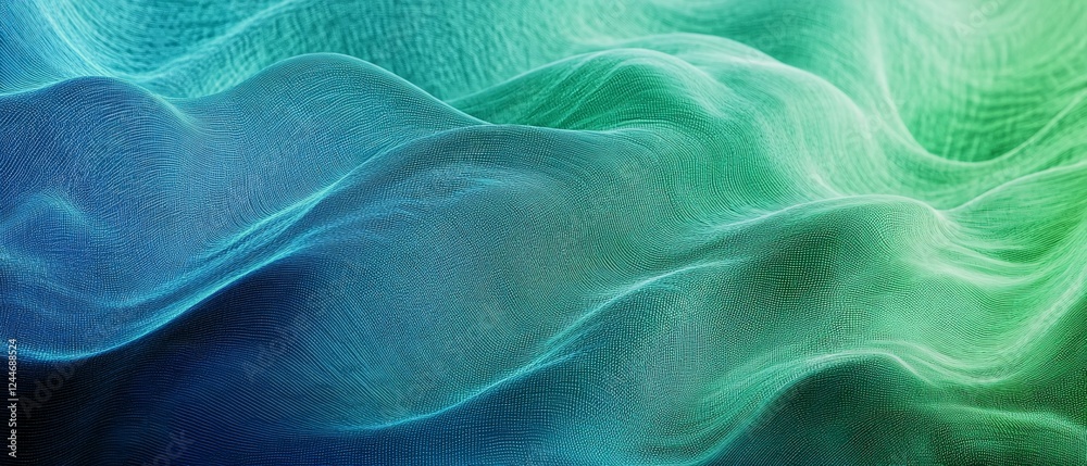 Obraz premium Abstract Teal Green Wavy Grid Pattern Design