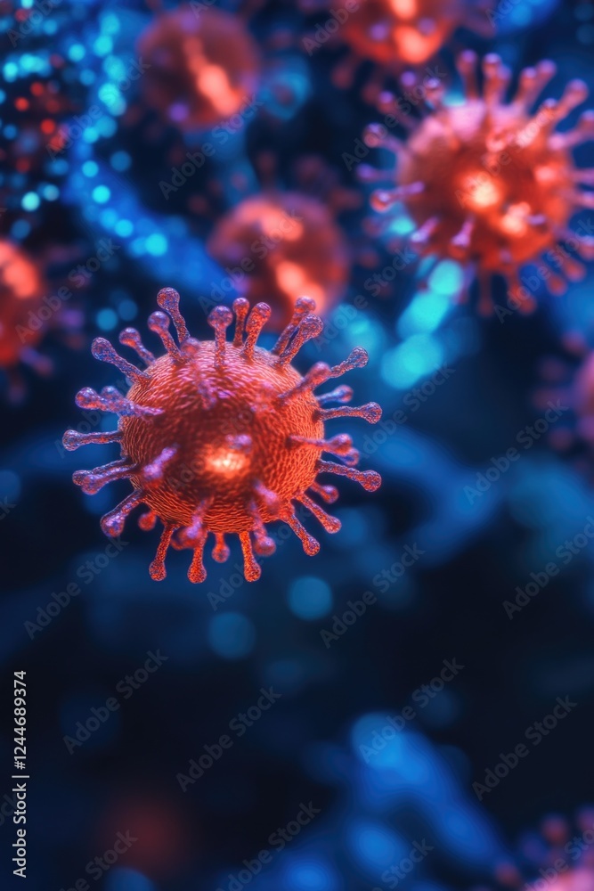Virus Particles Under Microscope