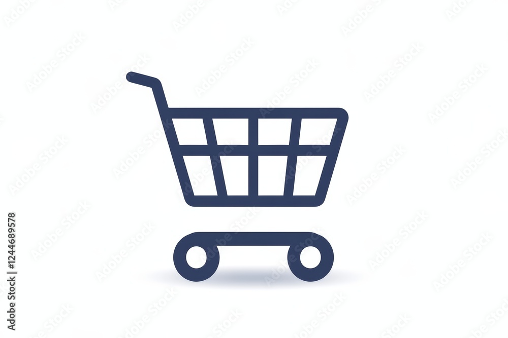 Shopping cart with a blue handle and a white background Shopping cart with a blue handle and a white background