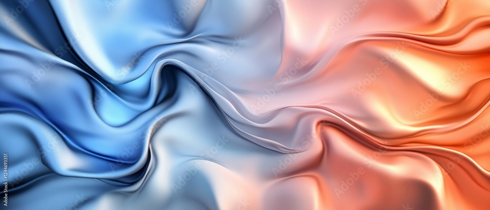 Fototapeta premium Abstract Blue and Orange Silk Drape Swirls
