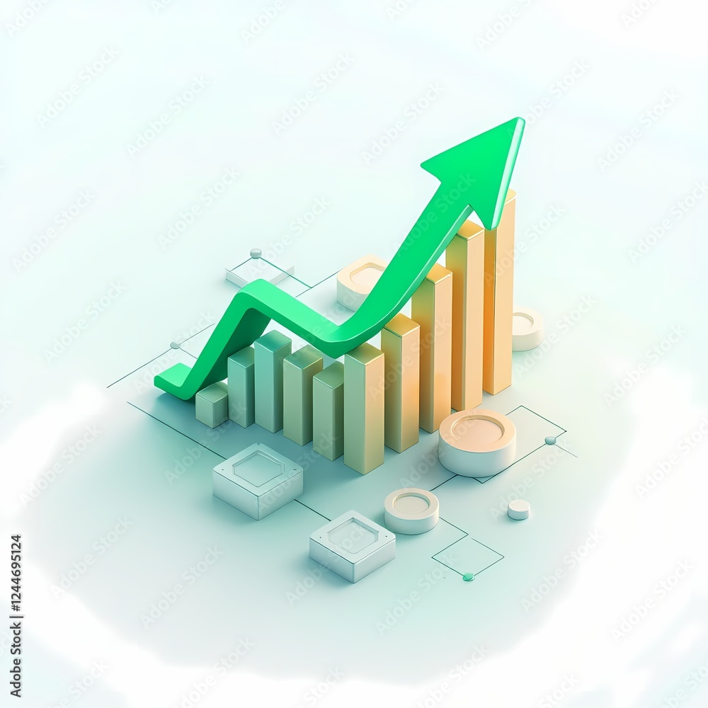 Upward Trending Growth Graph 3d Render