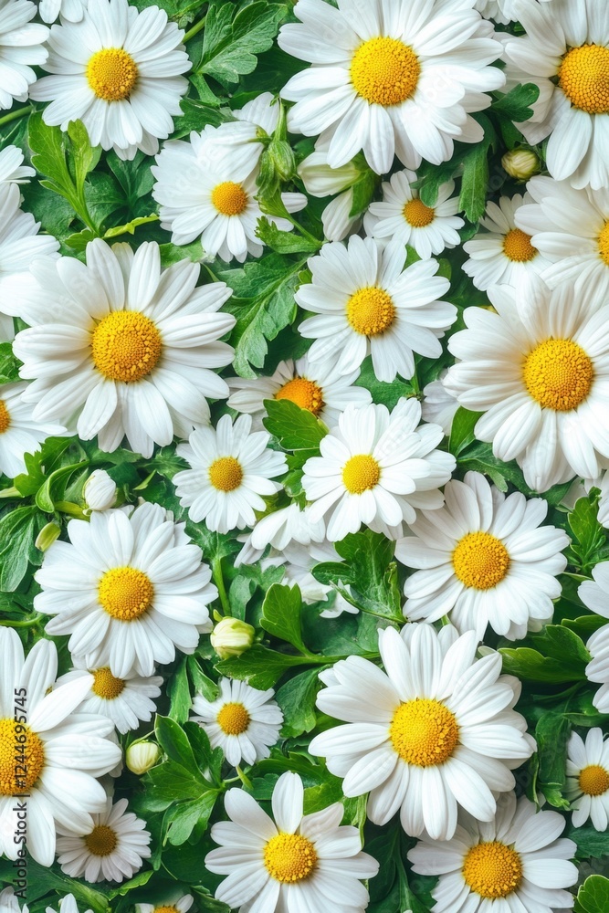 Closeup of Fresh Daisies with Yellow Centers Closeup of Fresh Daisies with Yellow Centers