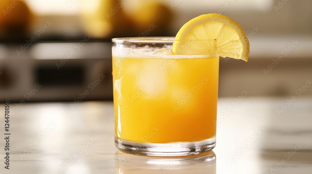 Fototapeta premium Refreshing Iced Lemon Drink in a Glass
