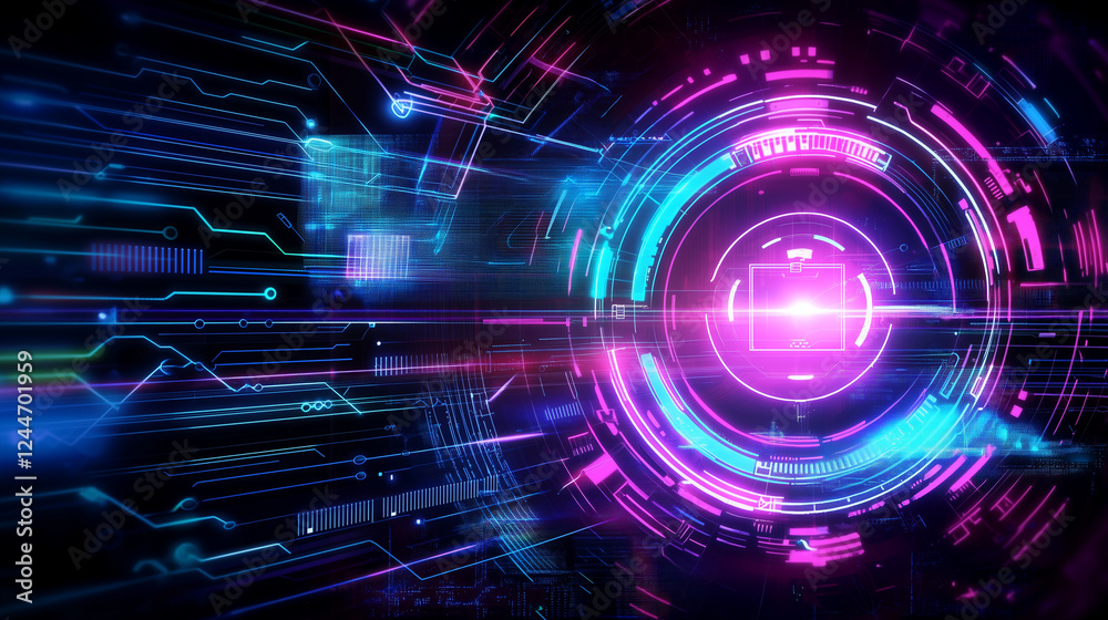 Obraz premium Futuristic Abstract Technology Interface with Holographic Elements