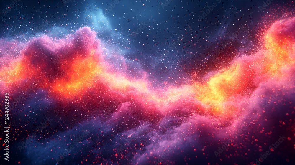 Fototapeta premium Cosmic Nebula, fiery clouds, interstellar dust, space background, perfect for sci-fi
