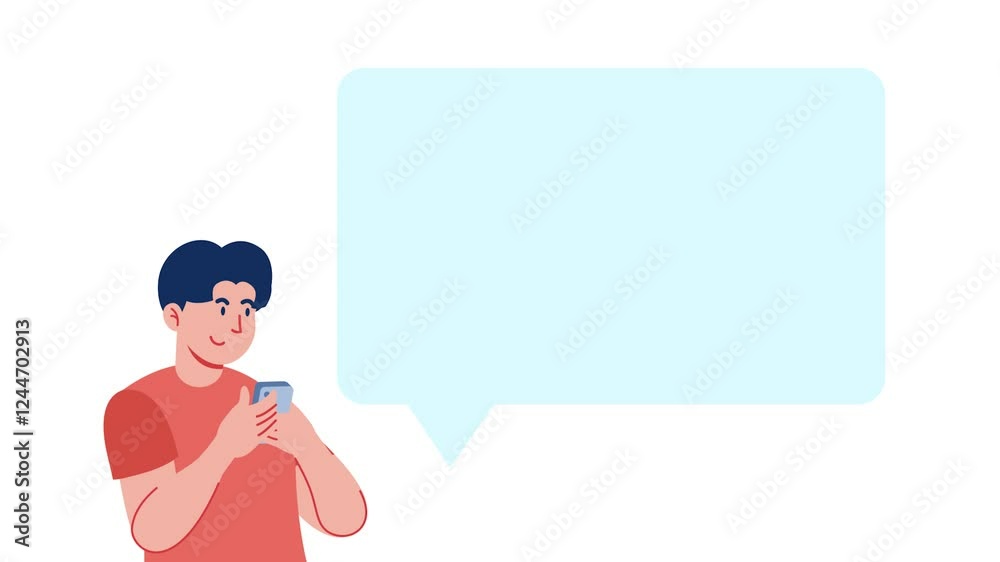 A man typing a chat on his cellphone