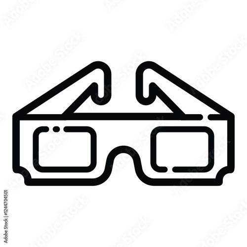 3D Glasses Cinema Outline Icon Isolated On White Background