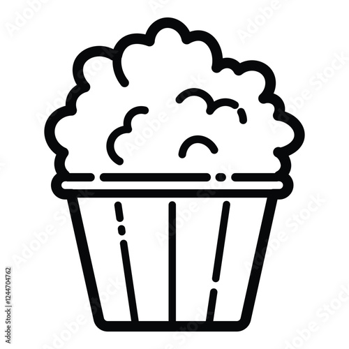 Popcorn Cinema Snack Outline Icon Isolated On White Background