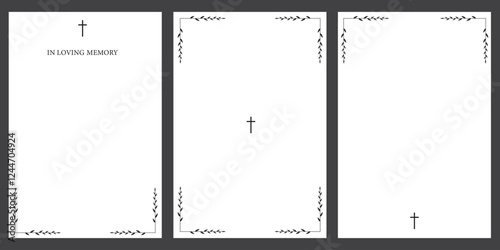 Set of funeral empty card. Funeral invitation 