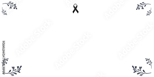 Funeral vector card. Empty card with black ribbon in the centre
