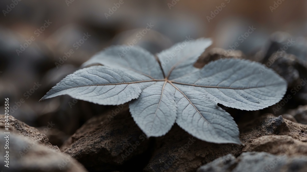 closeup of a gray leaf on an arid forest background closeup of a gray leaf on an arid forest background