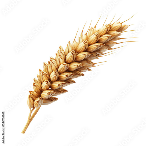 Golden Wheat Ear Isolated Black Background ripe food crop isolated on transparent background, png