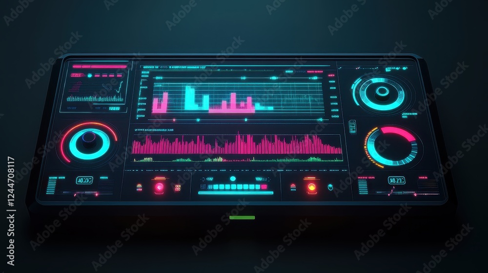 Fototapeta premium Financial market trends flat design top view stock exchange dashboard 3D render triadic color scheme