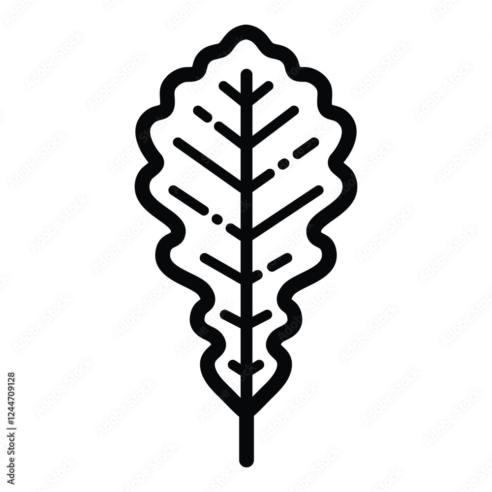 Oak Leaf Nature Outline Icon Isolated On White Background Oak Leaf Nature Outline Icon Isolated On White Background