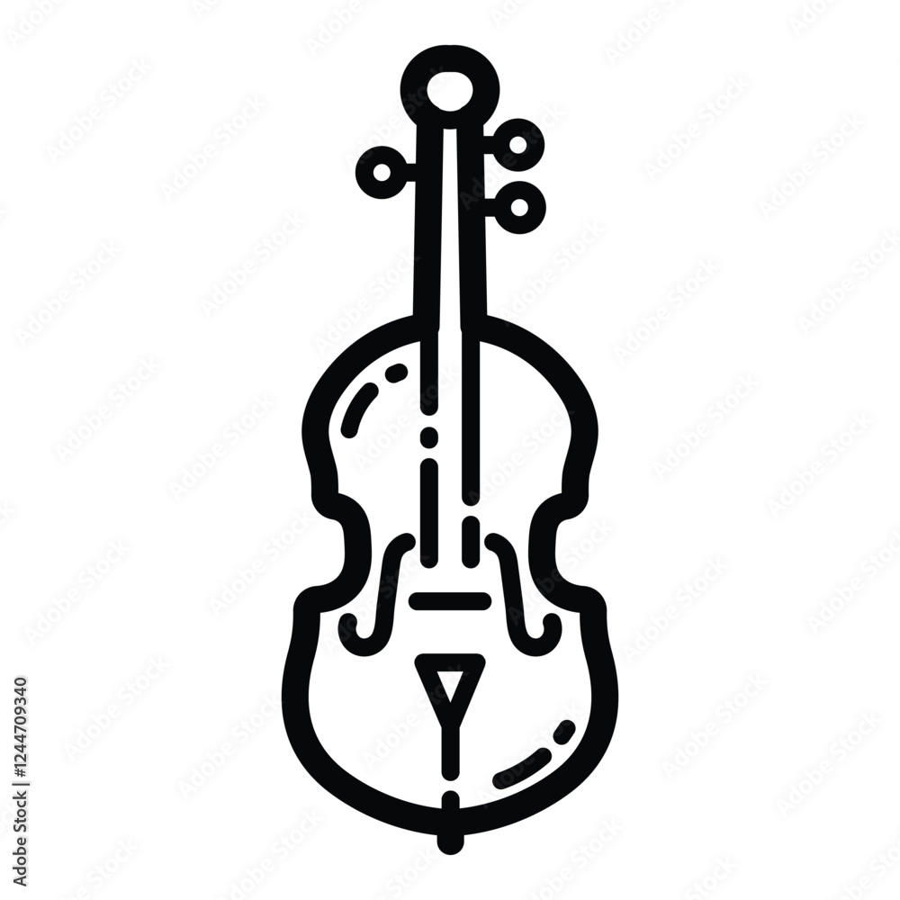 Fototapeta premium Classic Violin Instrument Outline Icon Isolated On White Background