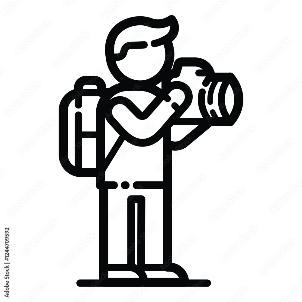 Travel Photographer Outline Icon Isolated On White Background Travel Photographer Outline Icon Isolated On White Background