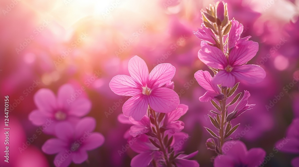 Stunning Pink Flowers in Bloom Under Soft Sunrise Light Stunning Pink Flowers in Bloom Under Soft Sunrise Light