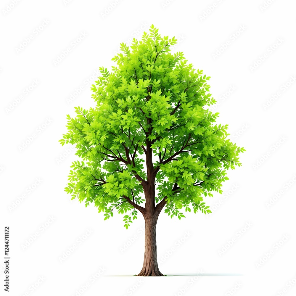 Fototapeta premium Lush Green Tree Isolated on White Background Perfect for Nature Designs