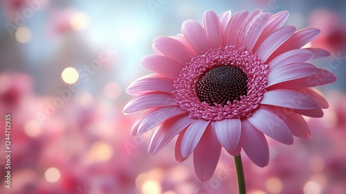 Pink gerbera daisy, bokeh background, spring