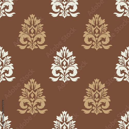 Damask seamless vector background. baroque style pattern.