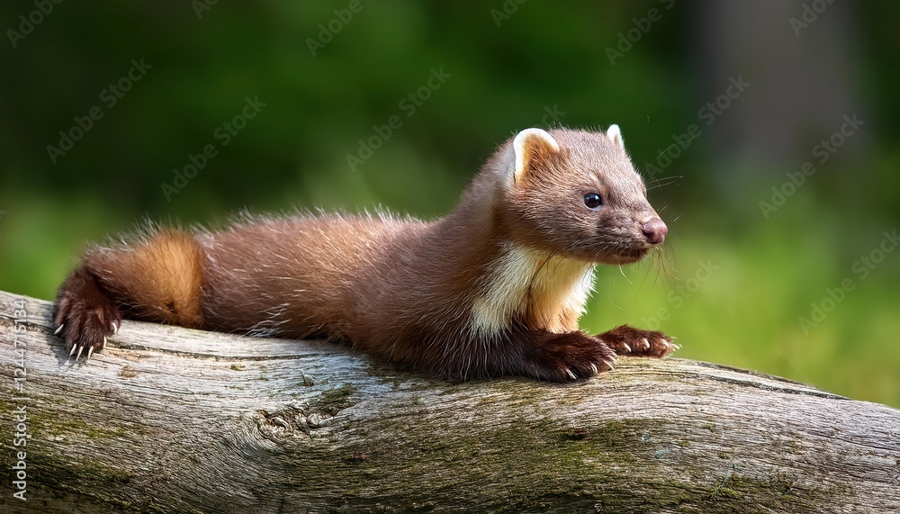 Vivid Pine Marten Spotted on Log in Forested Indiana Landscape at Dusk A Captivating Moment in the Heart of the Hoosier State Vivid Pine Marten Spotted on Log in Forested Indiana Landscape at Dusk A Captivating Moment in the Heart of the Hoosier State