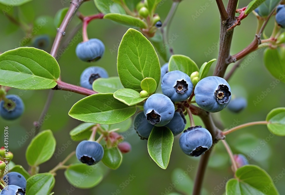 Harvesting Early Blueberries in an Organic Garden: A Close-up of Vaccinium Angustifolium in Full Bloom Harvesting Early Blueberries in an Organic Garden: A Close-up of Vaccinium Angustifolium in Full Bloom