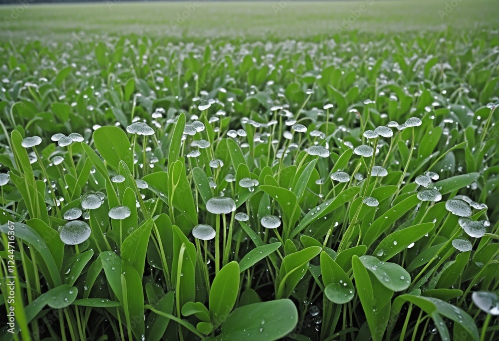 Morning Dew on Clover: A Fresh Summer Meadow Scene Morning Dew on Clover: A Fresh Summer Meadow Scene
