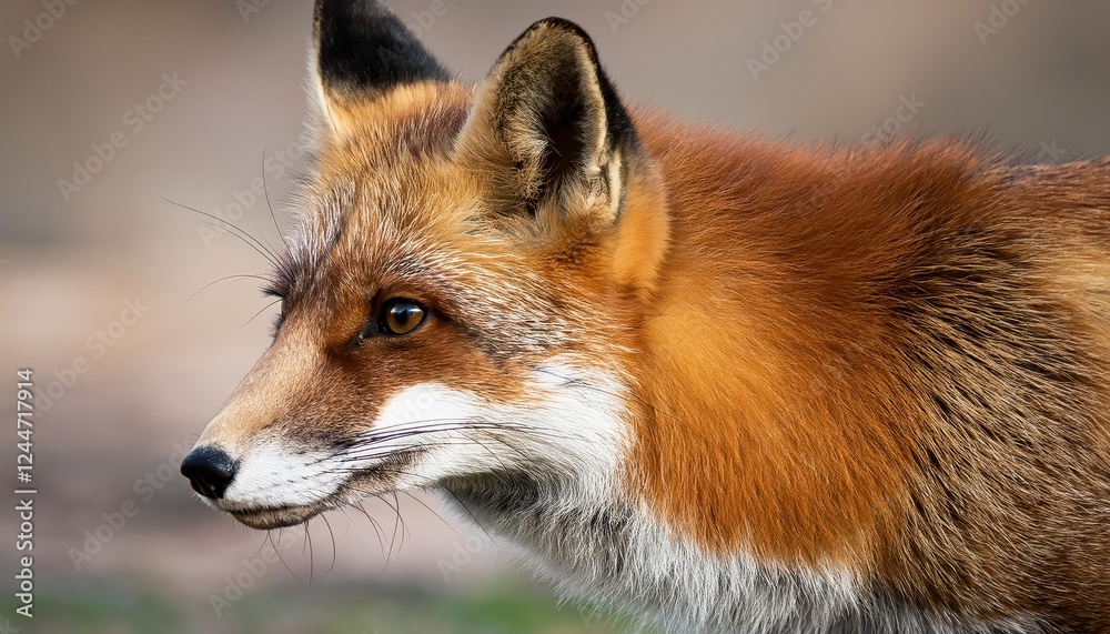 Fototapeta premium Vigilant Red Fox Frolicking in a Snowy Winterland, Capturing the Serene Beauty of a Peaceful Wildlife Sanctuary under a Twilight Sky